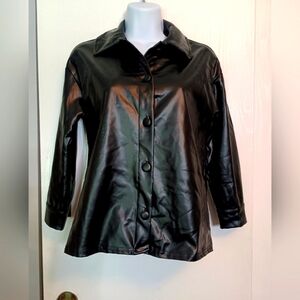 Shein polyurethane button up top, sz 8Y